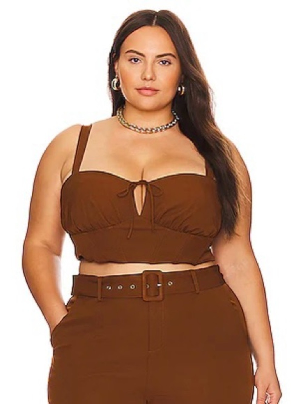 REMI x REVOLVE Jodie Top Bustier Corset Crop Top Brown Plus Sz 3X